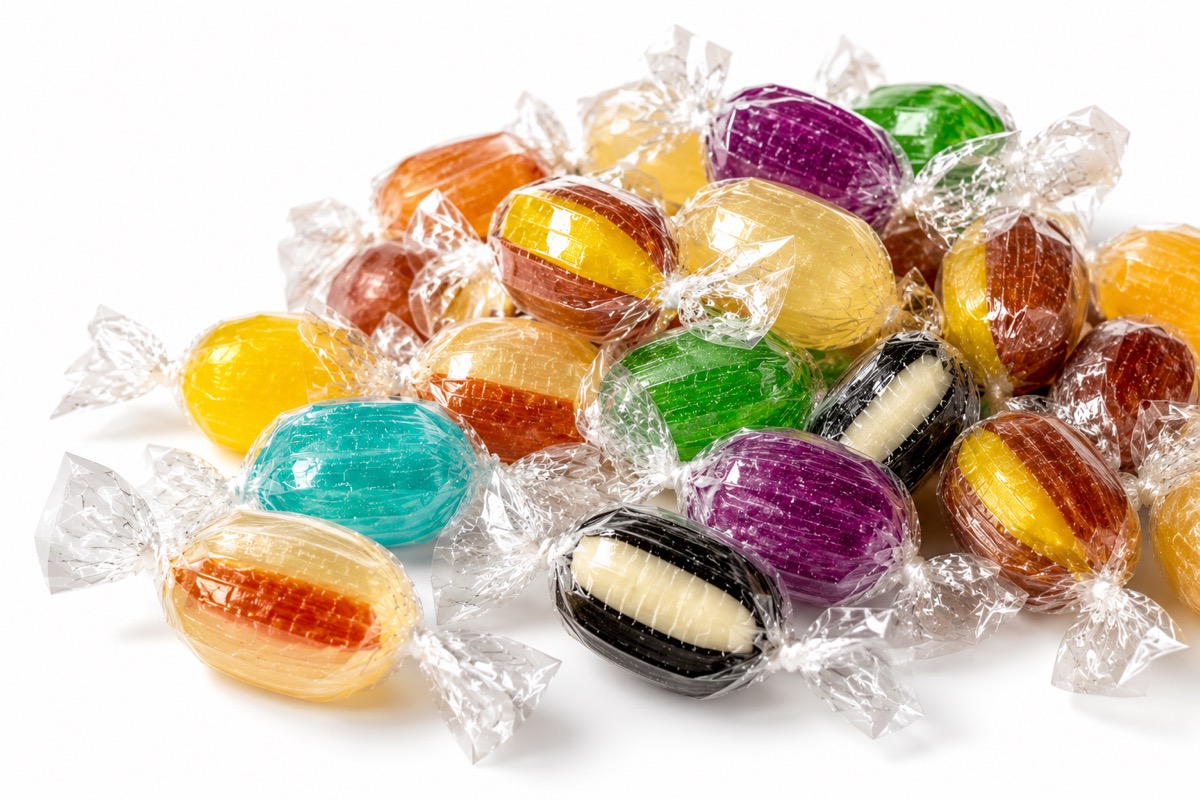 Caramelos envueltos de varios colores y sabores